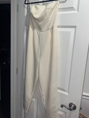 Express Strapless Cream Jumpsuit